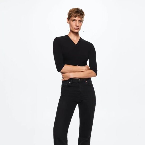 MANGO Women's Double-breasted Cropped Sweater Black - Picture 3 of 8